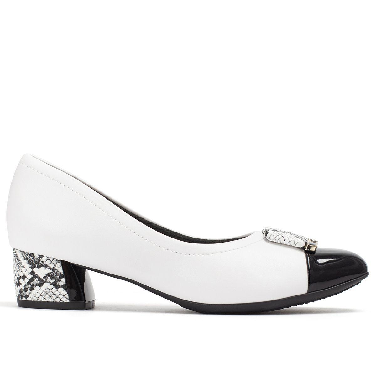 Sapato Peep Toe Bicolor Preto e Branco - Perfecta