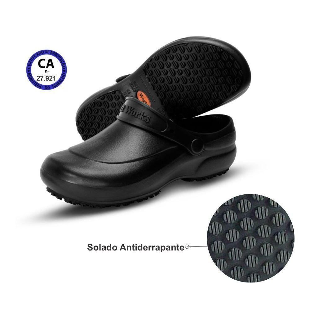 Sapato Preto Soft Works Chef de Cozinha Antiderrapante - - - Magazine Luiza