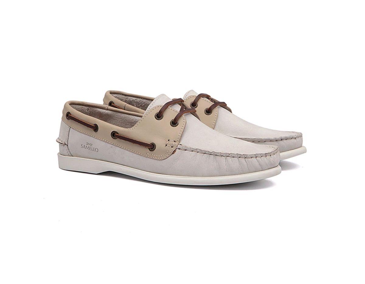 Sapato Samello Dockside Gran Couro Nobuck Alvejado Marfim - Dockside  Masculino - Magazine Luiza