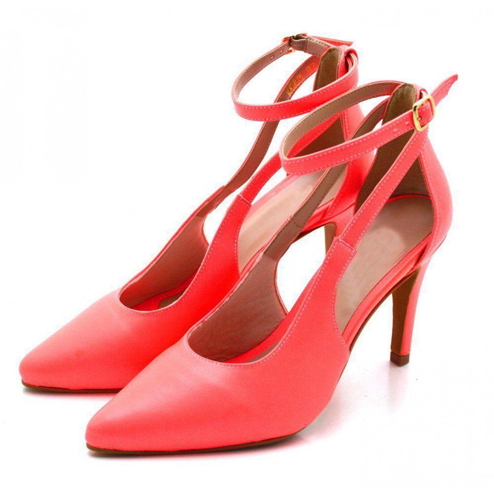 Sapato Scarpin Aberto Salto Alto Fino em Napa Rosa Neon Flor da Pele -  Scarpin Feminino - Magazine Luiza