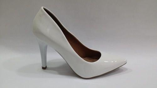 Sapato Scarpin Branco Verniz Salto Alto Fino Bico Fino - Calçados Etc - Scarpin Feminino - Magazine Luiza
