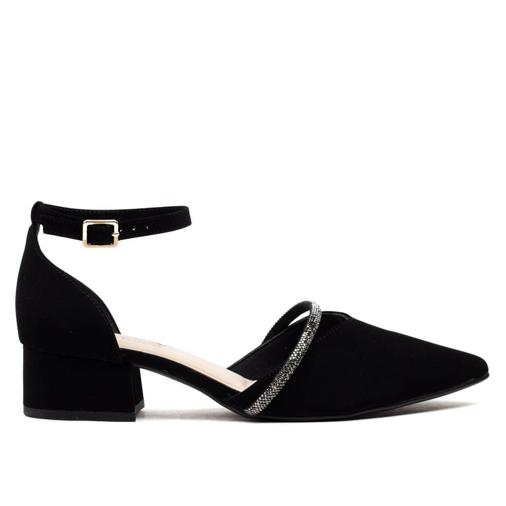 Sapato Scarpin Feminino Bebecê Salto Grosso Preto Scarpin
