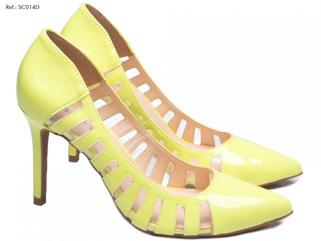 Sapato Scarpin Feminino Torricella Salto Alto Transparente Vazado Verniz  Vinil Amarelo Festa Luxo - Scarpin Feminino - Magazine Luiza