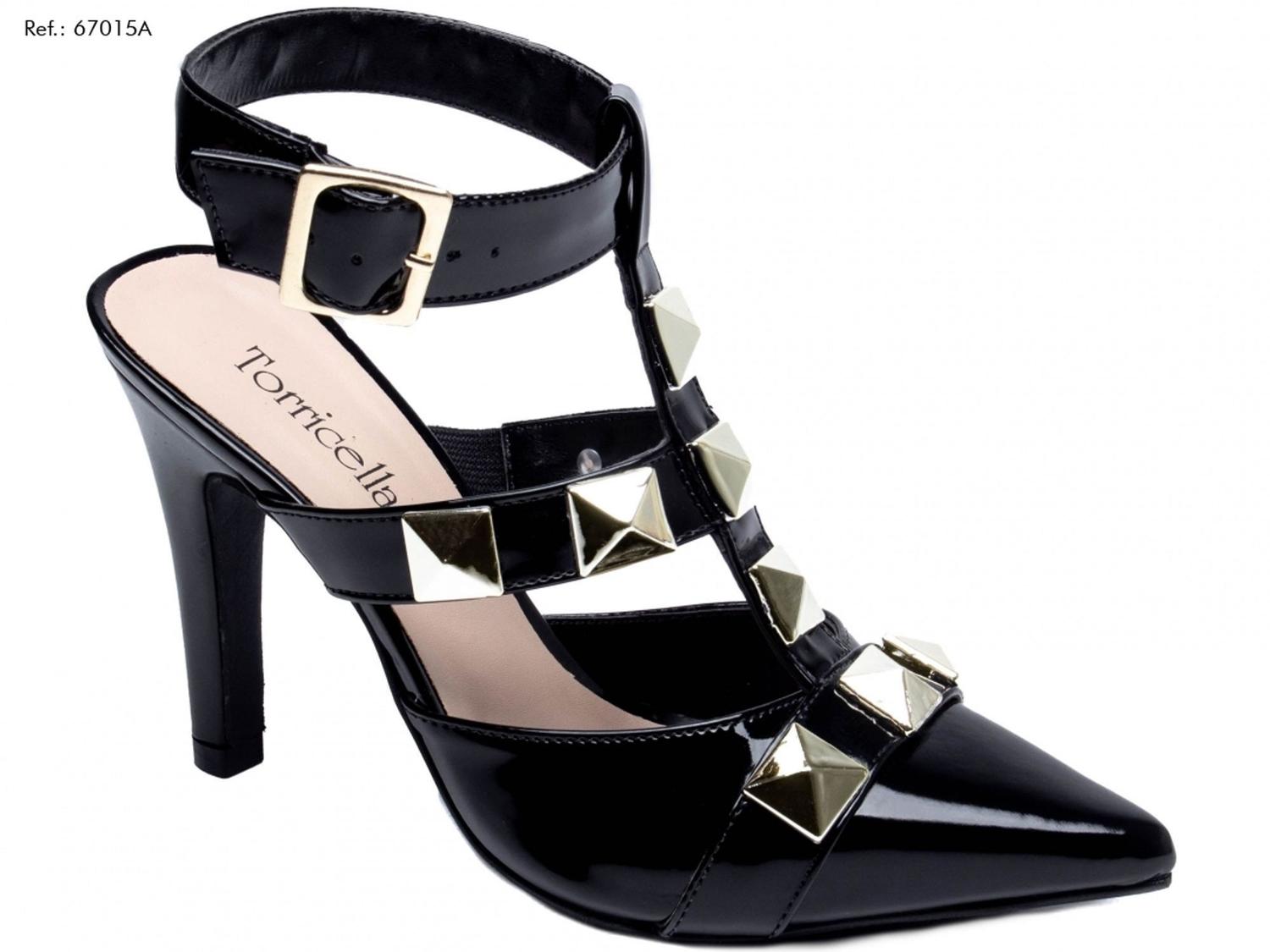 Sapato Scarpin luxo Festa Verniz Rose Enfeite Pirâmide Dourado Salto Alto  9cm Torricella - Scarpin Feminino - Magazine Luiza
