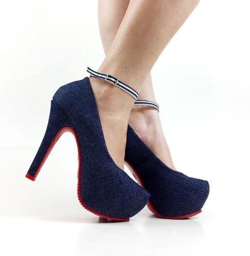 sapato meia pata azul marinho