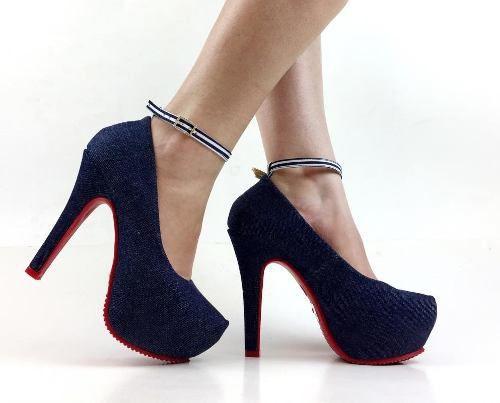 sapato meia pata azul marinho