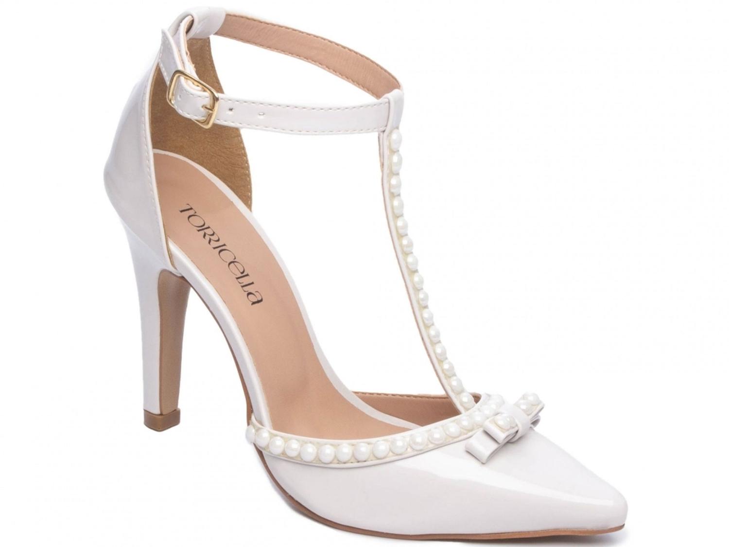 Sapato Scarpin Noiva luxo Princesa Verniz Branco Com Pérola Branca Salto  Alto 9cm Torricella - Scarpin Feminino - Magazine Luiza