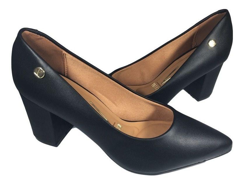 sapato vizzano preto salto quadrado