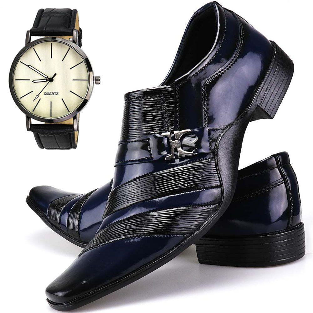 Sapato Social Dhl WS Shoes Masculino Azul e Preto + Relógio - Dhl Calçados  Calçados - Kit Masculino - Magazine Luiza