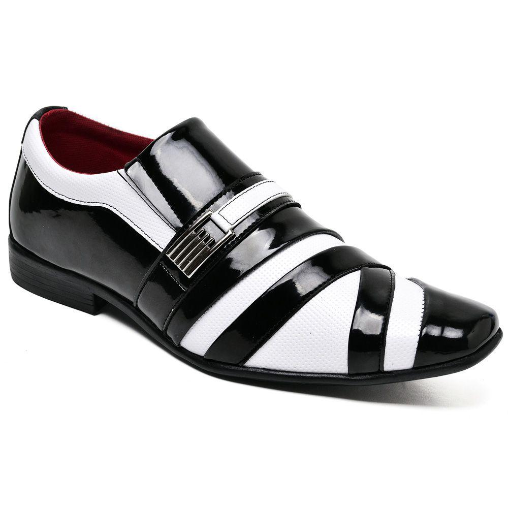 Sapato masculino em verniz branco - Cód 6664 VB - Calçados Porto Free