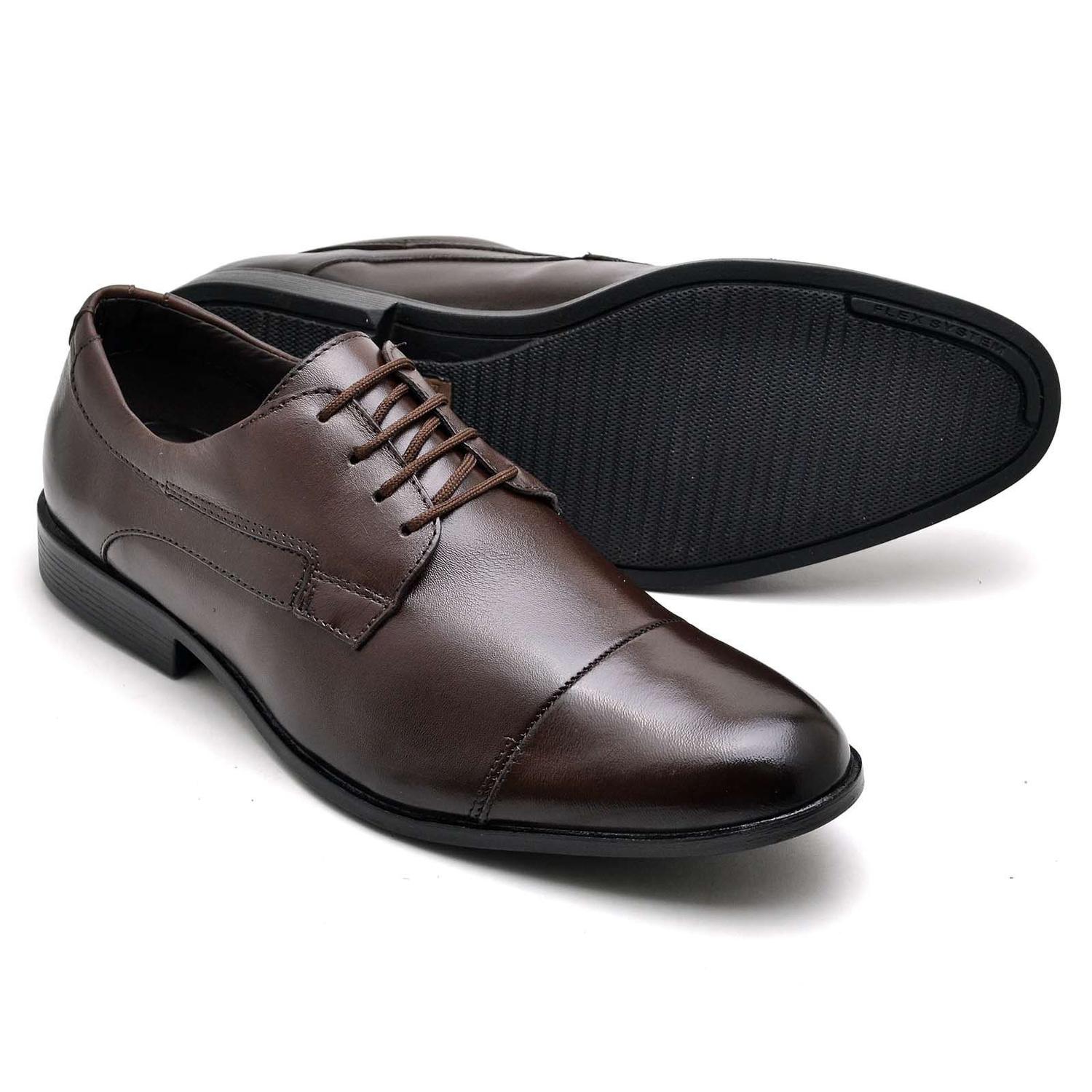 Sapato Social Masculino Bico Redondo Cor Café Couro Soft - Reta Oposta - Sapato  Social Masculino - Magazine Luiza