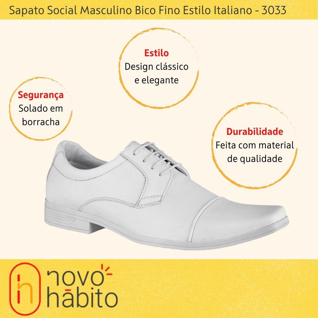 Sapato Social Masculino Branco Bico Fino Estilo Italiano Novo
