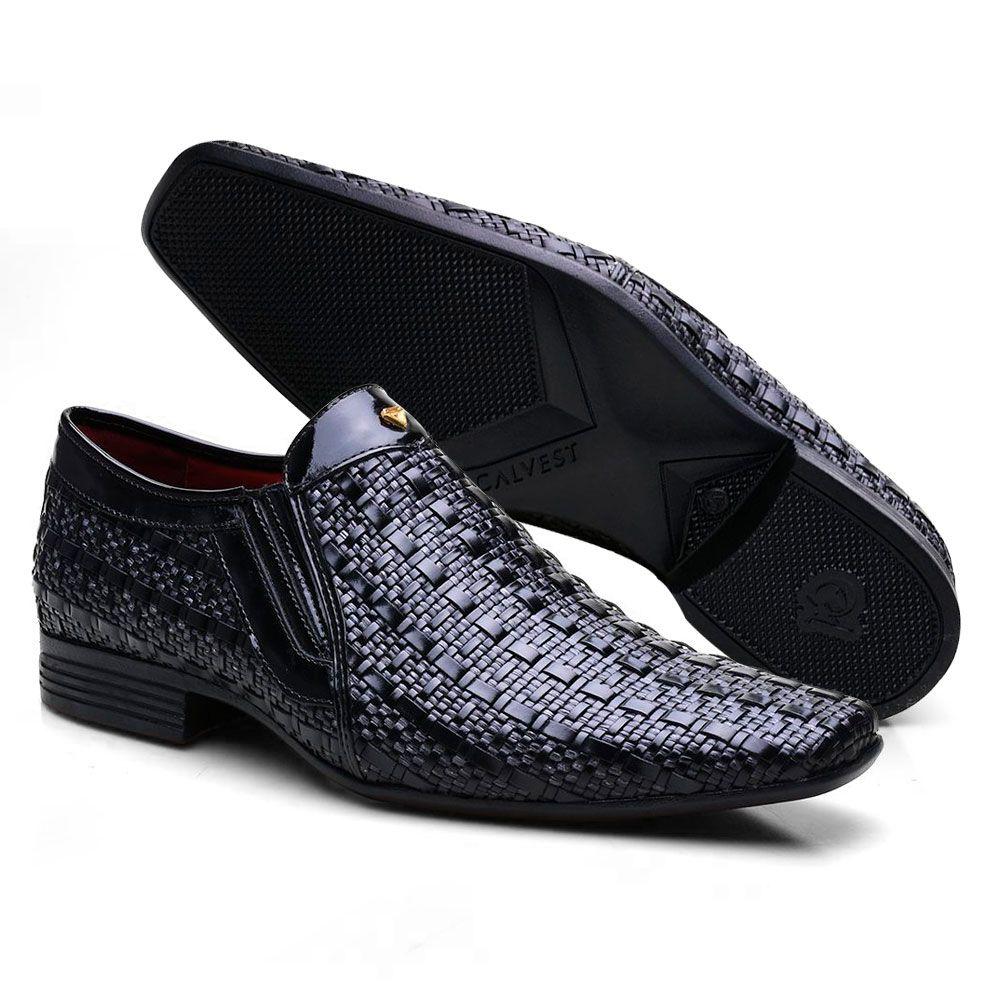 Sapato Social Masculino Calvest em Couro Aspen Preto com Detalhe Diamante  3500C253 - Sapato Social Masculino - Magazine Luiza