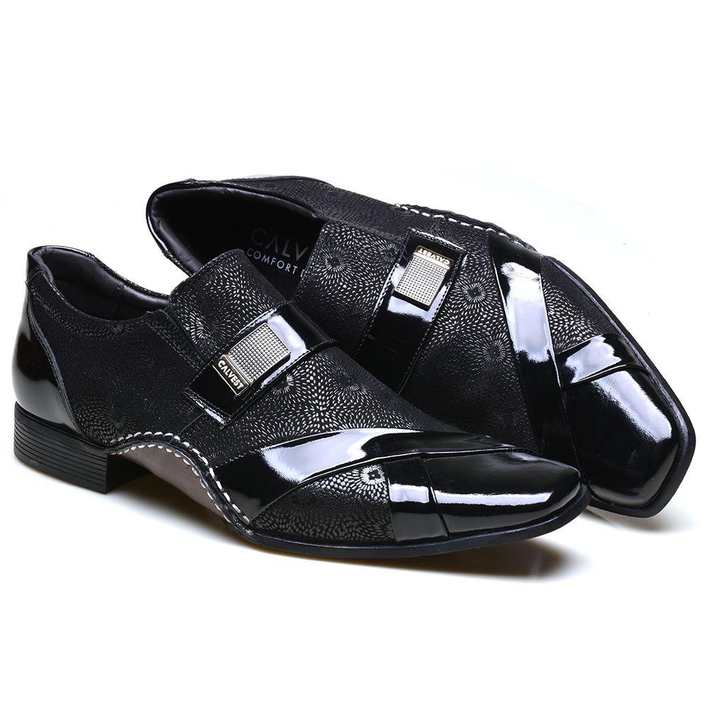 Sapato Social Masculino Calvest em Couro Vigo Preto e Detalhes Verniz -  1930C227 - Sapato Social Masculino - Magazine Luiza