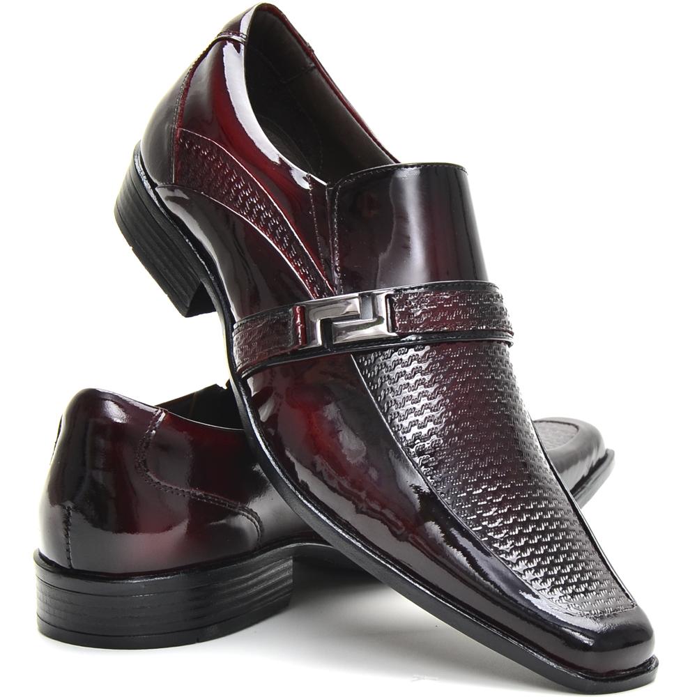 Sapatos social branco com vinho verniz ANZ-491 | ITA Comfort