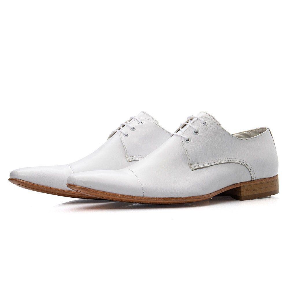 Sapato Social Masculino Estilo Italiano De Amarrar Branco Solado De Couro -  Top Franca Shoes - Sapato Social Masculino - Magazine Luiza