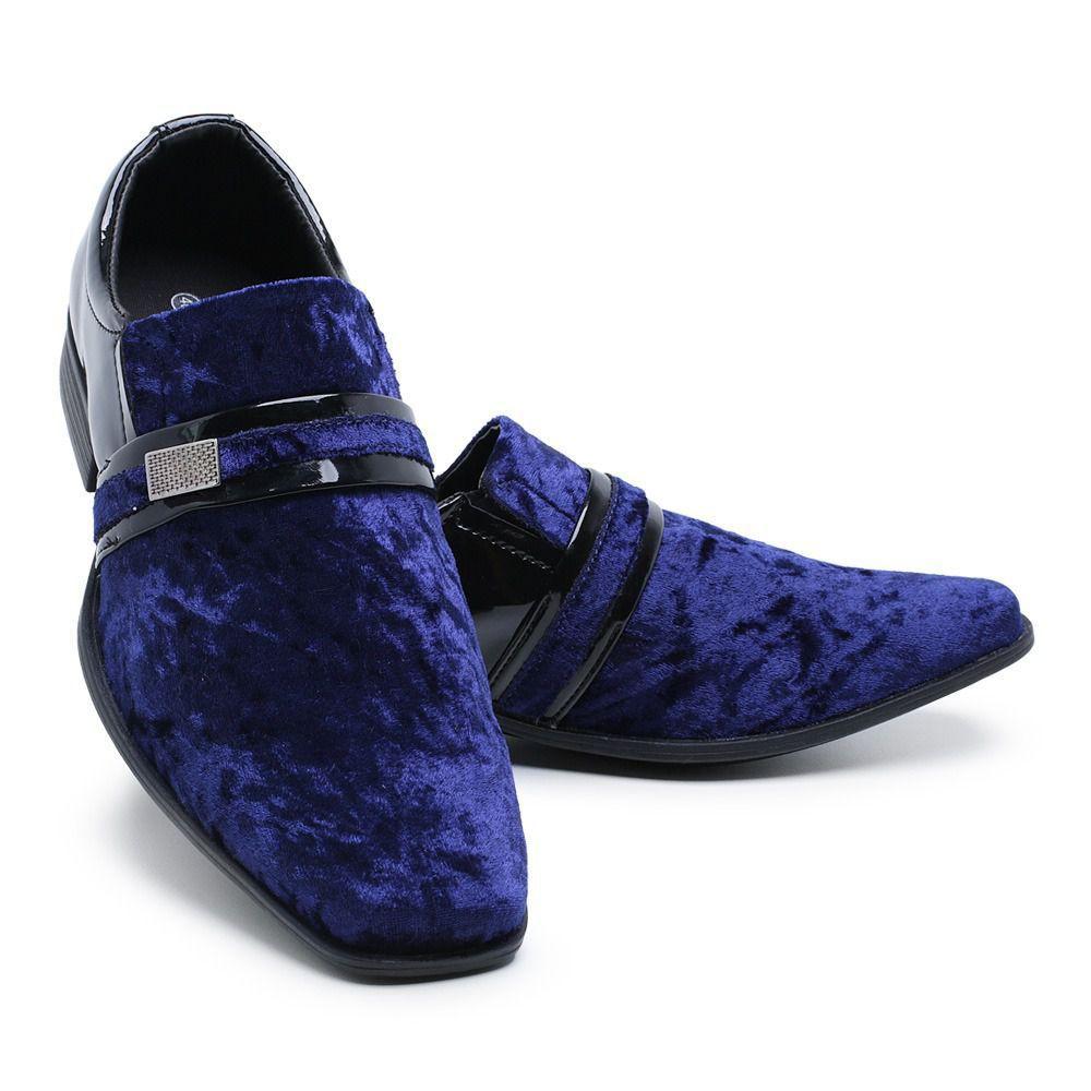 SAPATO SOCIAL AZUL (VELUDO)