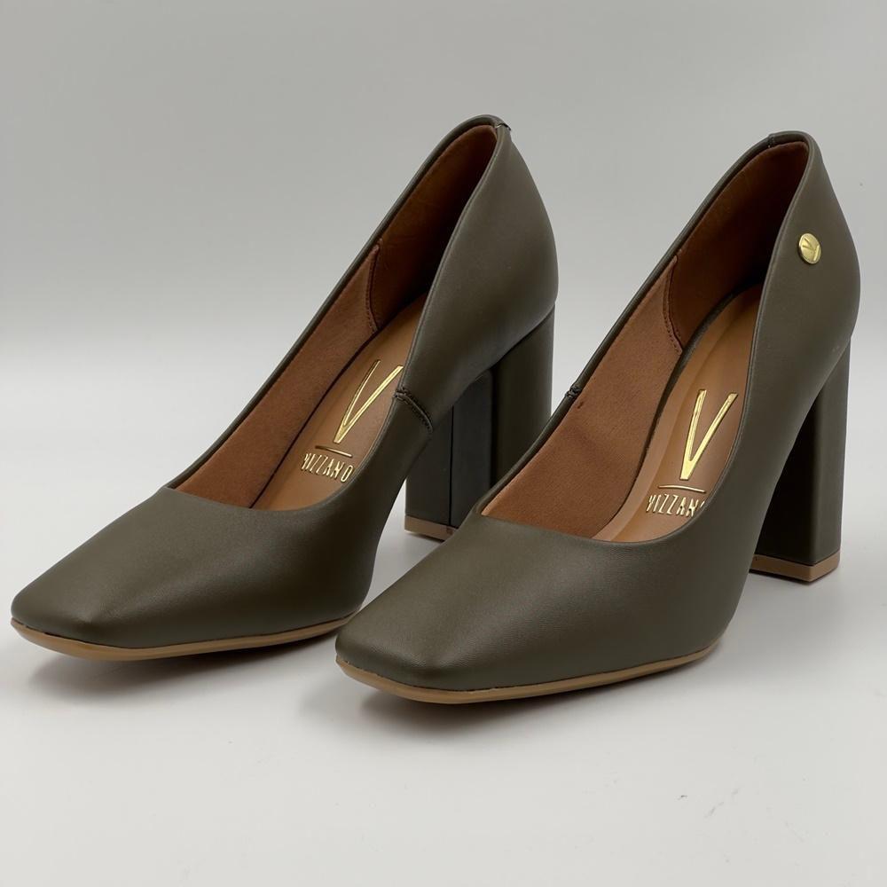 Bico Quadrado Scarpin Verniz Salto Grosso Sapato Feminino Com