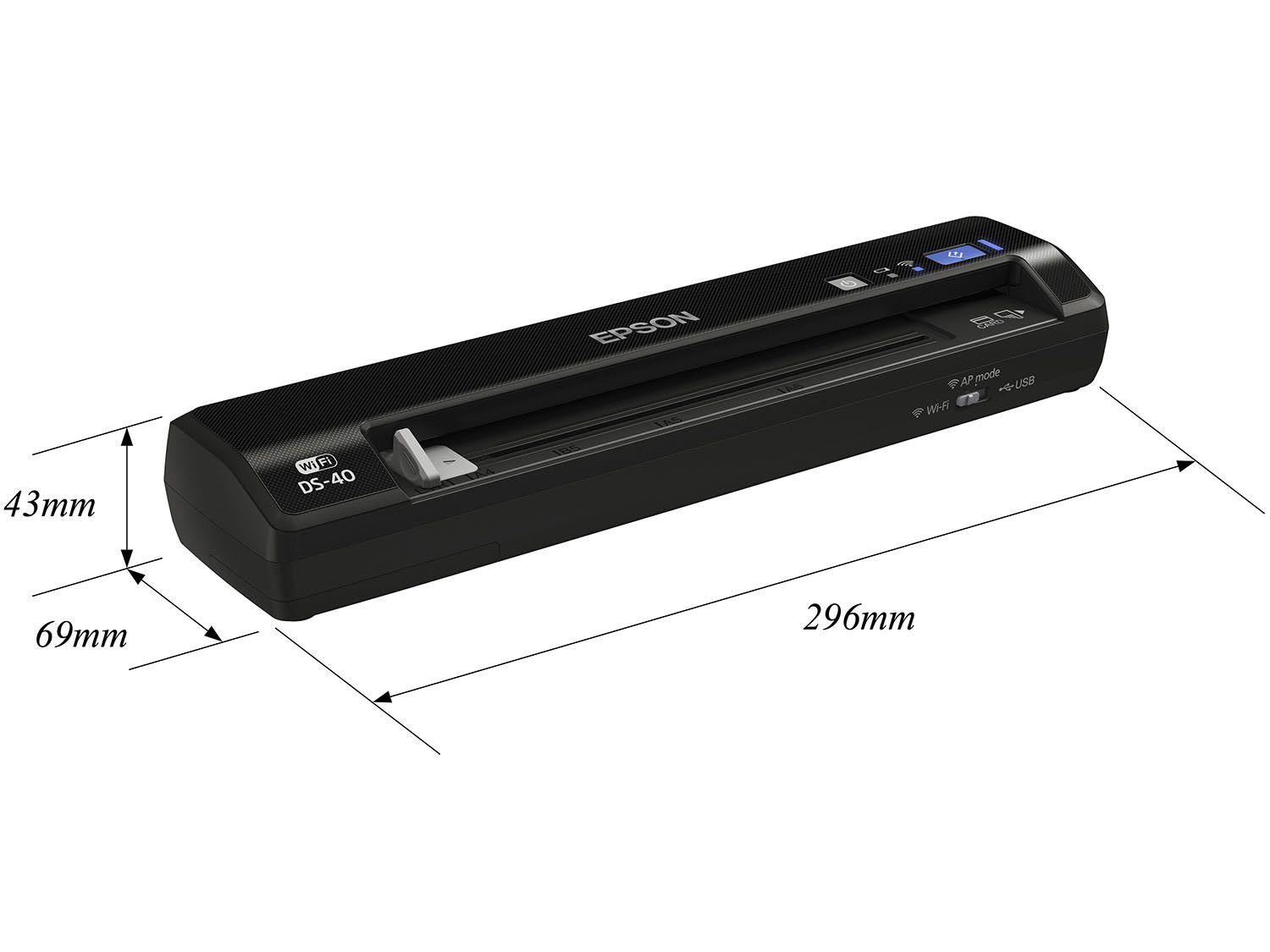 Scanner Portátil Epson DS40 Colorido WiFi 600dpi Scanner Portátil