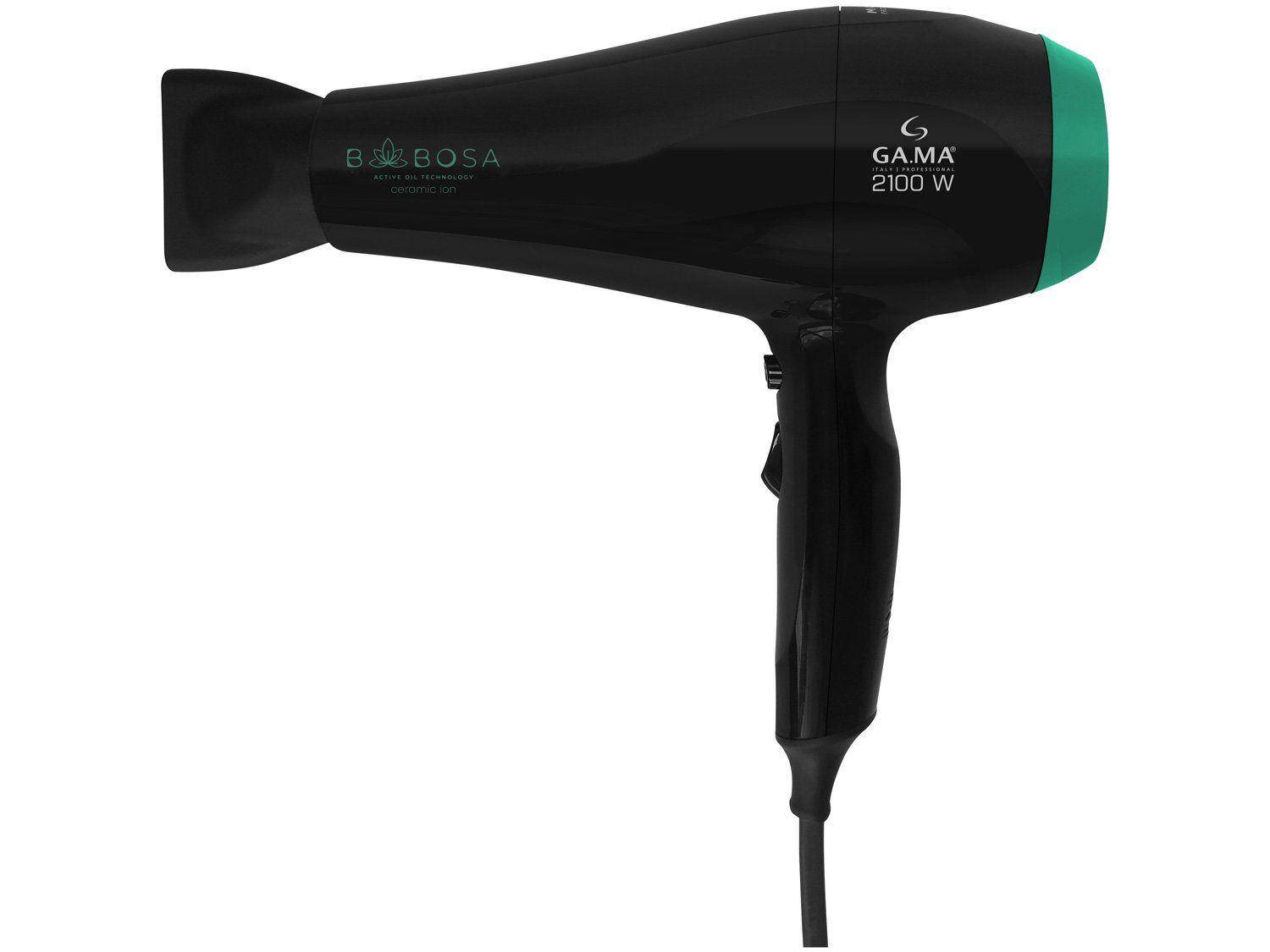 Secador de Cabelo GAMA ITALY Ceramic Íon Preto e Verde 2100W 2 Velocidades Professional Babosa
