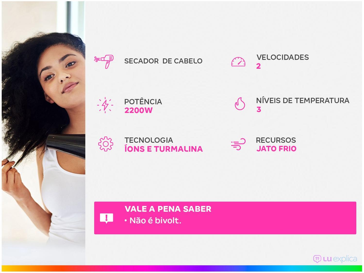 Secador de Cabelo Philco PH3700 Gold com Íons 2100W 2 Velocidades