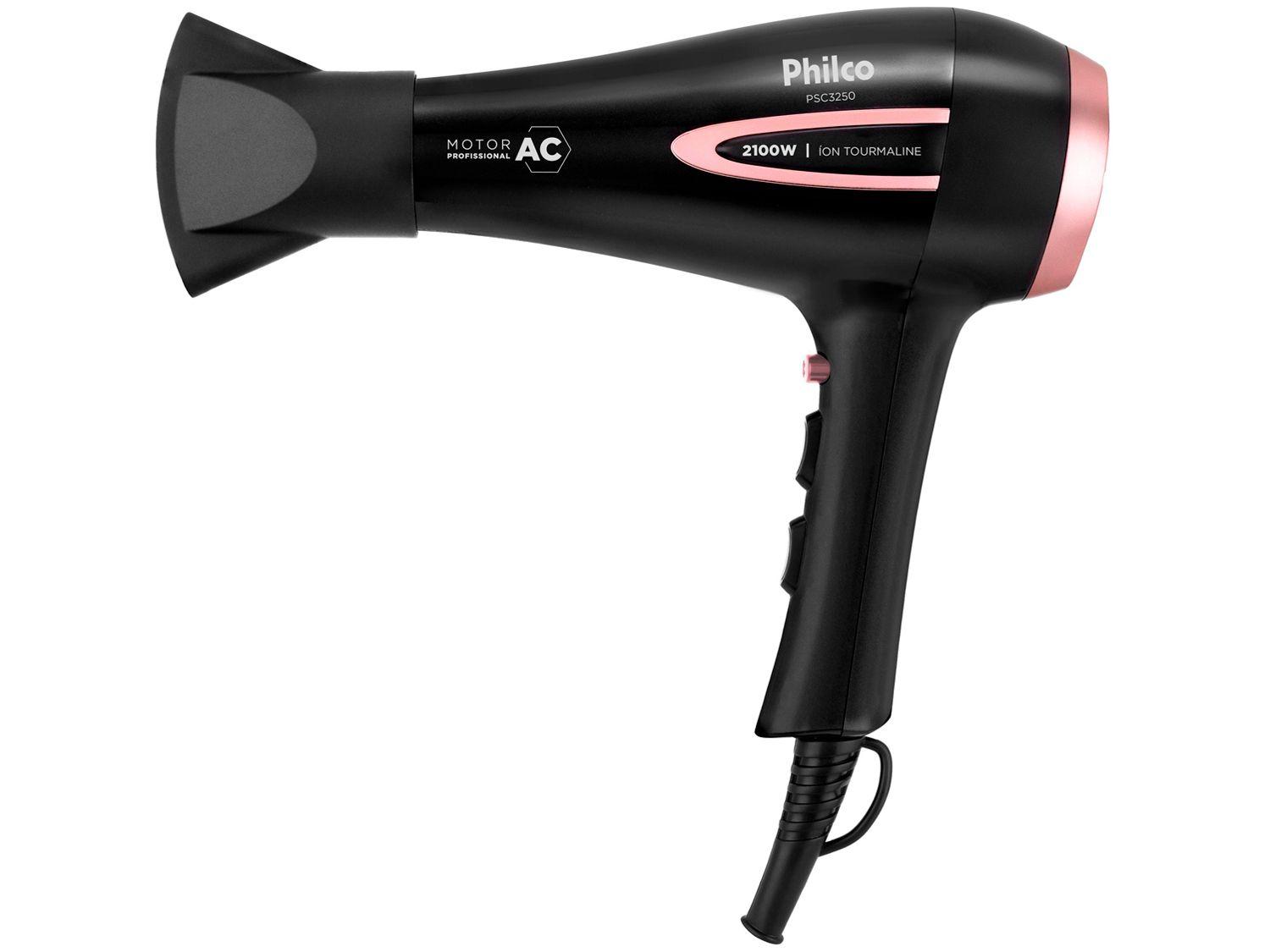 Secador de Cabelo Philco Tourmaline Íon Preto 2100W 2 Velocidades PSA3250