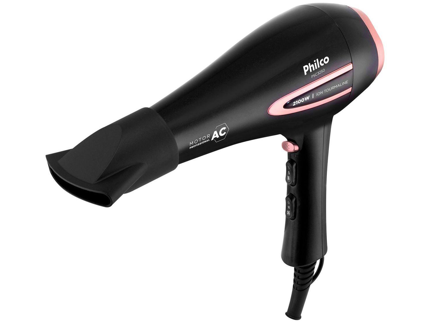 Secador de Cabelo Philco Tourmaline Íon Preto 2100W 2 Velocidades PSA3250