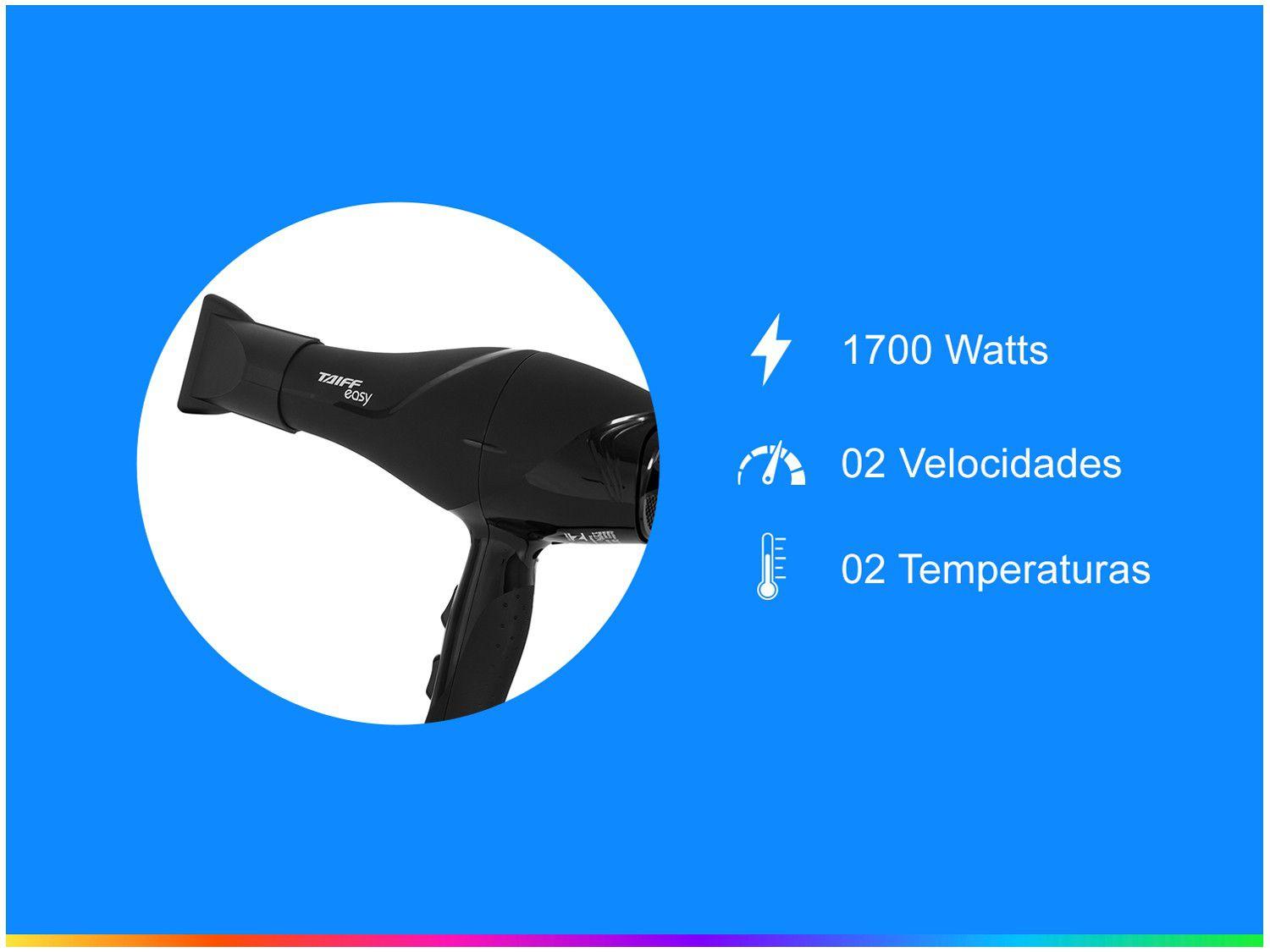 Secador de Cabelo Taiff Easy Preto 1700W 2 Velocidades
