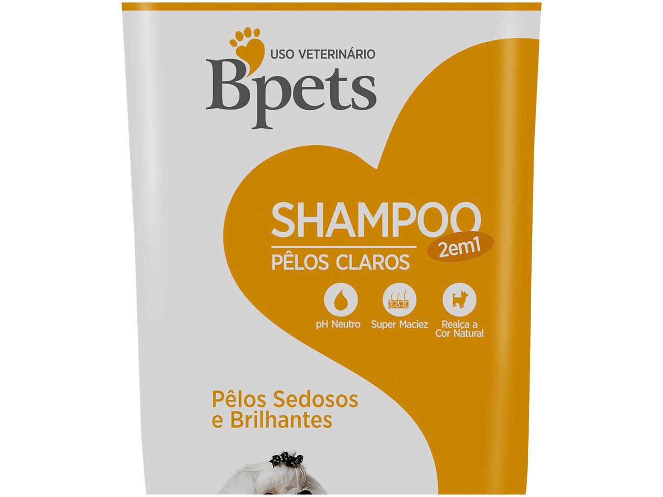 Shampoo Cachorro e Gato Bpets Pelos Claros 2 em 1 500ml Shampoo e