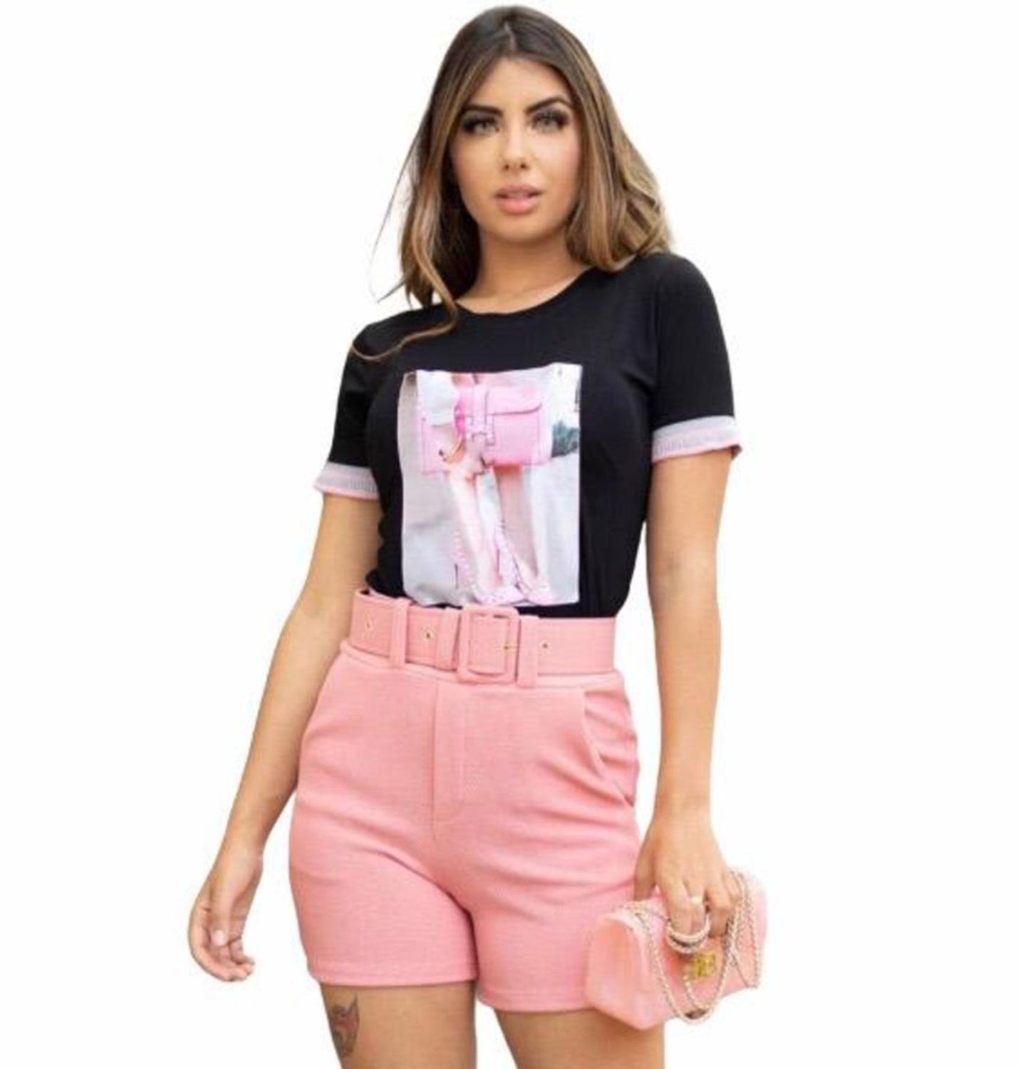 bermuda feminina cintura alta social