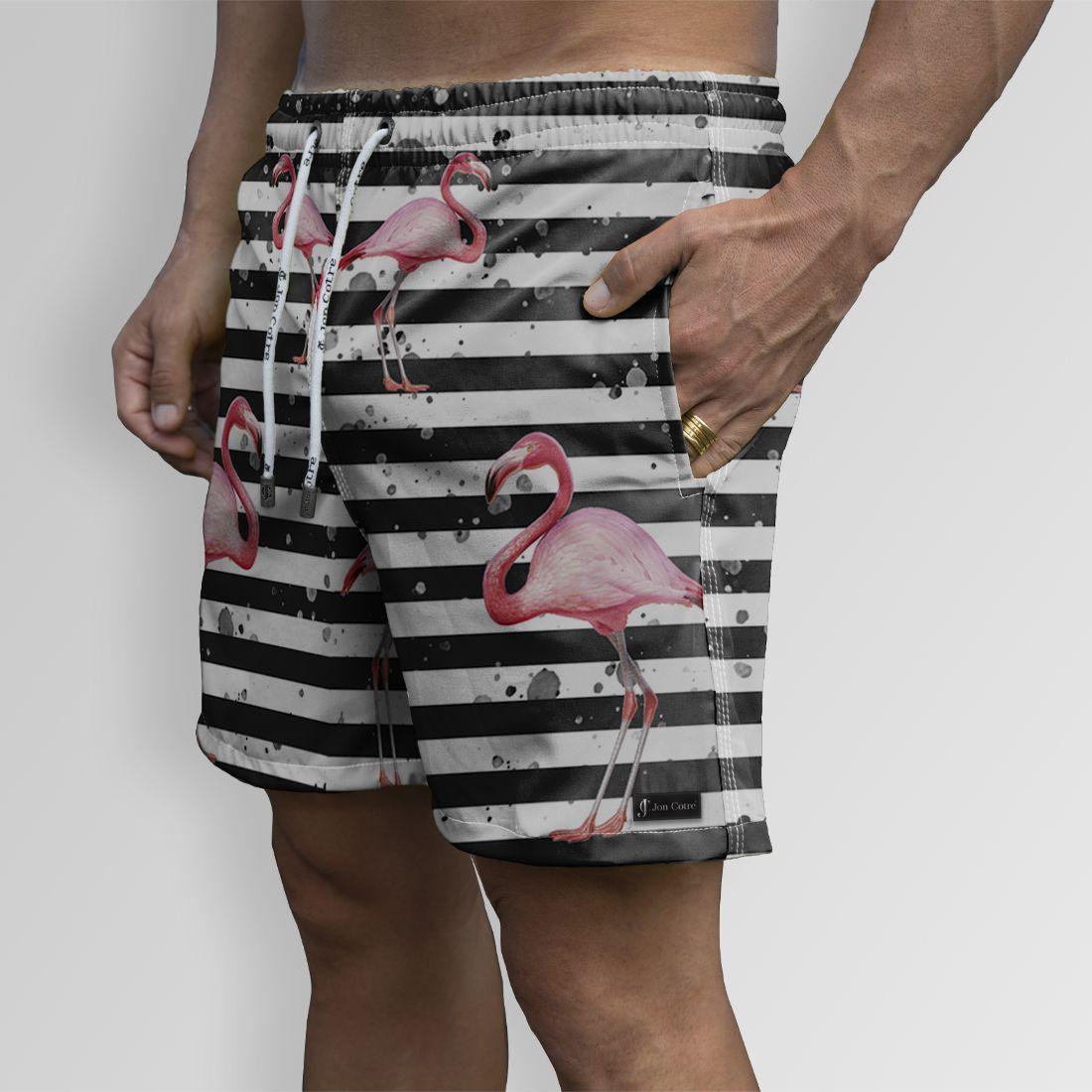 shorts praia masculino flamingo
