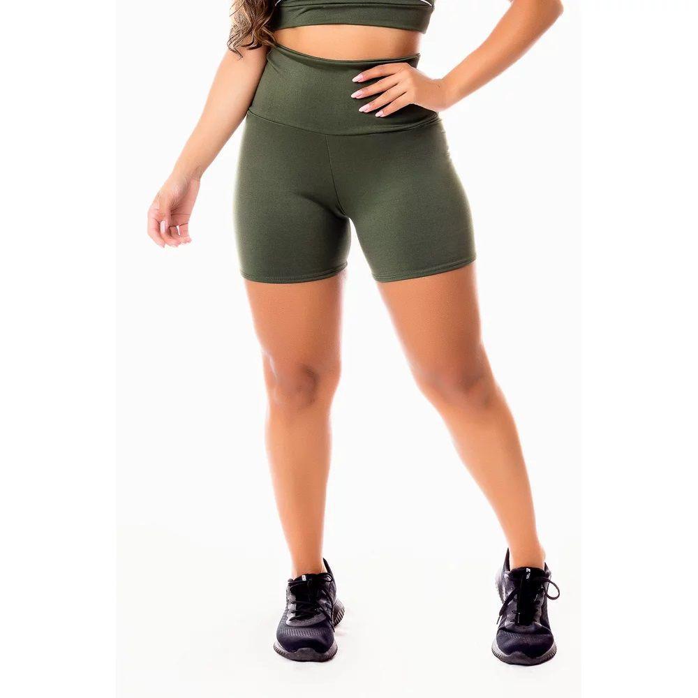 short verde militar feminino