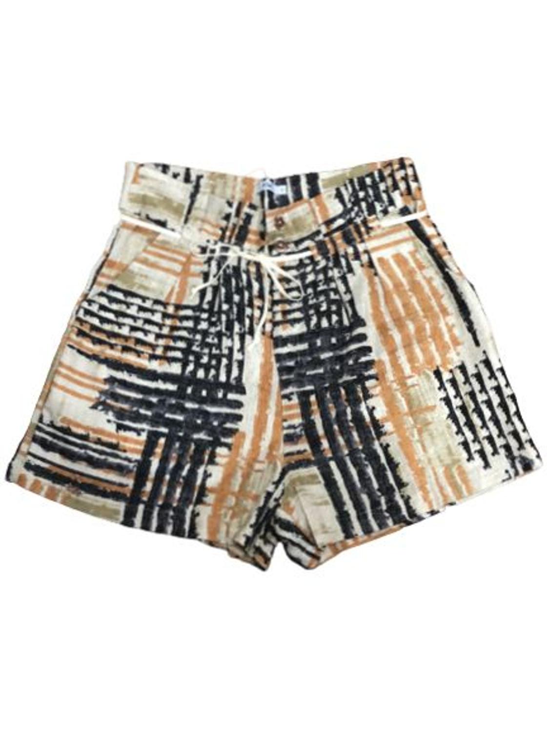 short de linho estampado
