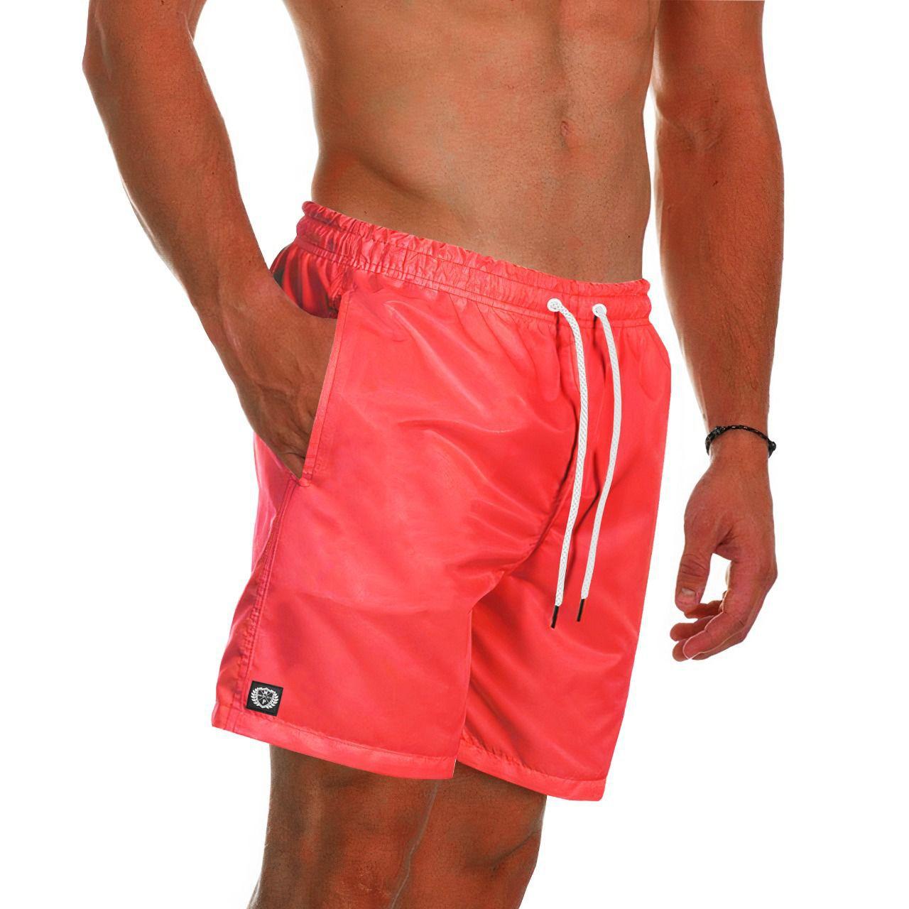 Short Praia Bermuda Mauricinho Salmao Neon MP Moda Masculina