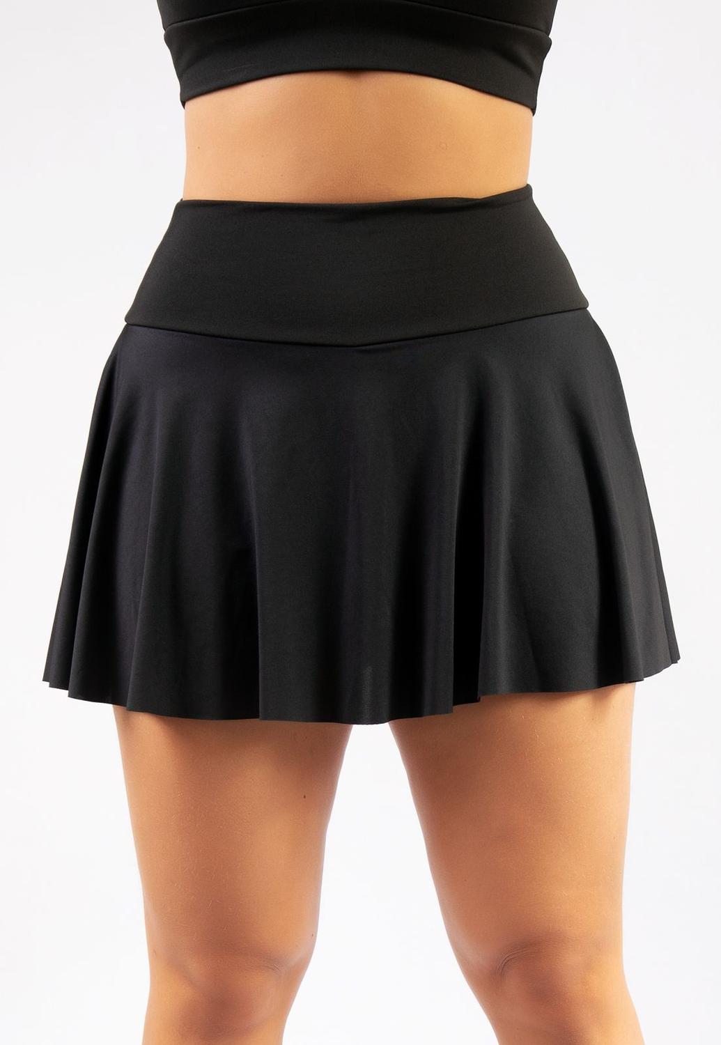 Kit 10 Short Saia Suplex Preto Academia Fitness Plus Size - Preto