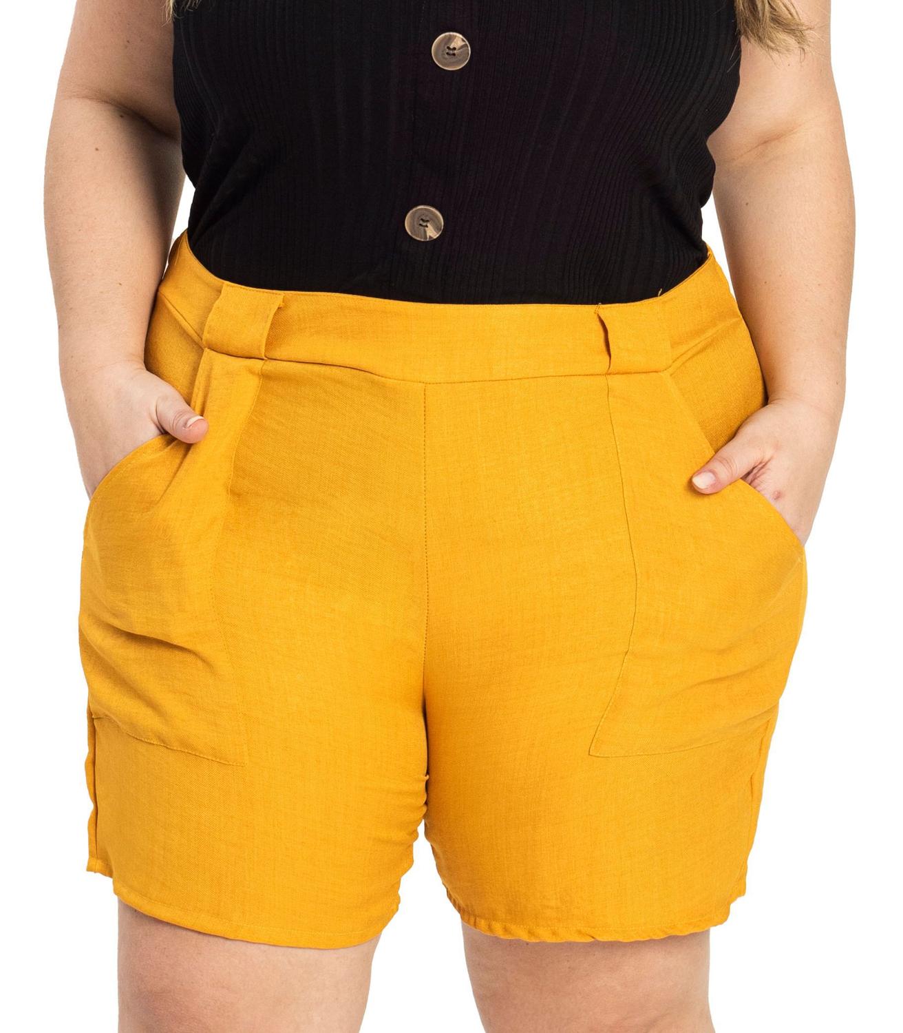 short amarelo feminino