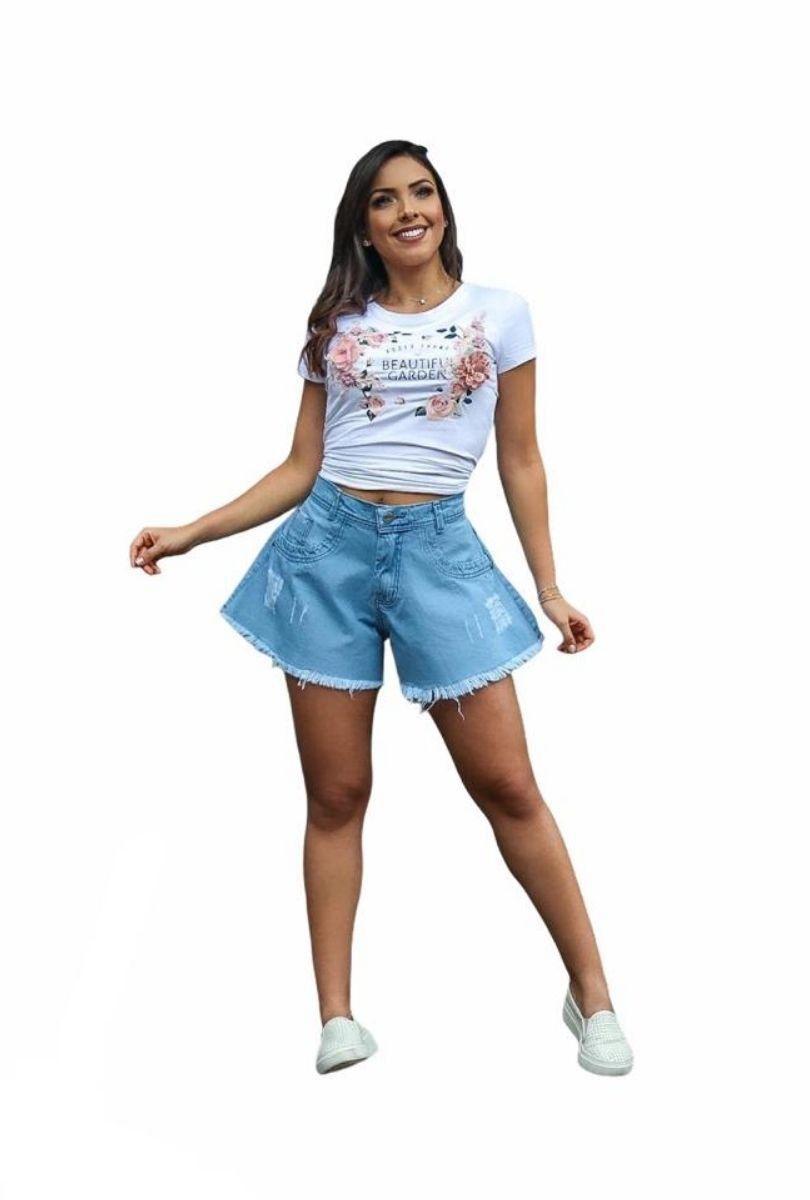 short godê jeans claro