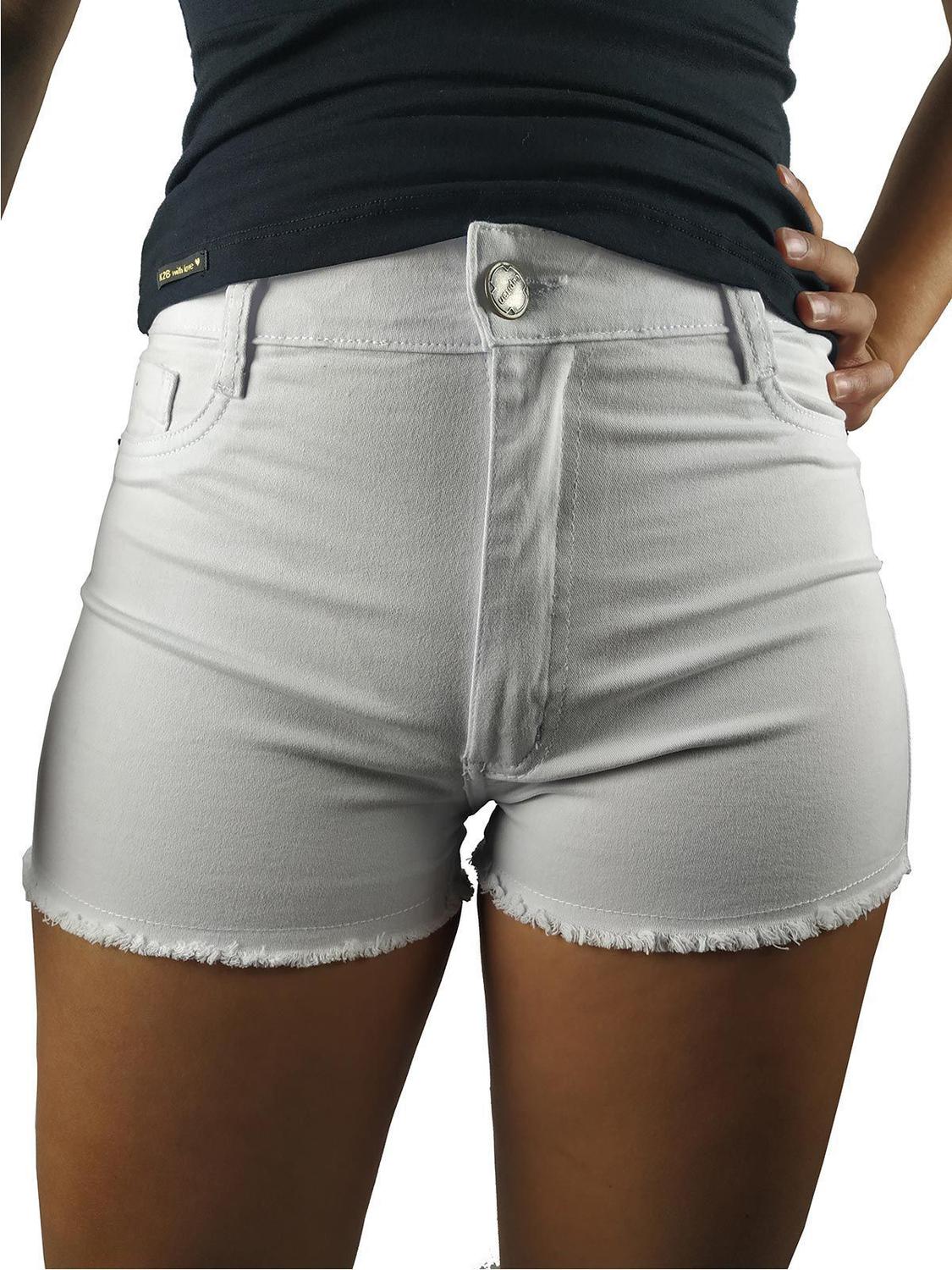 short jeans branco curto