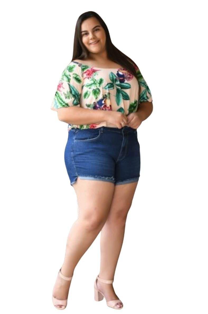 short jeans plus size com lycra