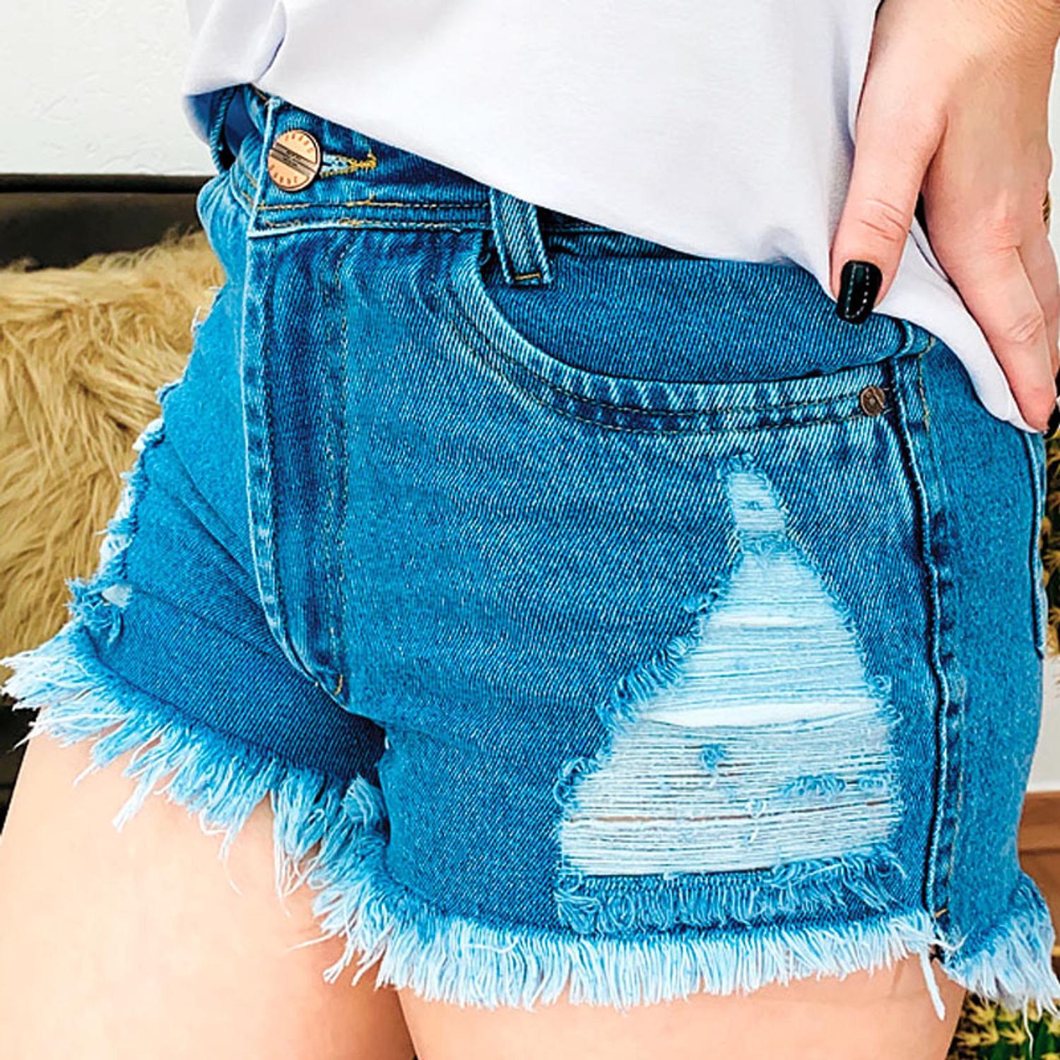 Shorts desfiado jeans Clearance