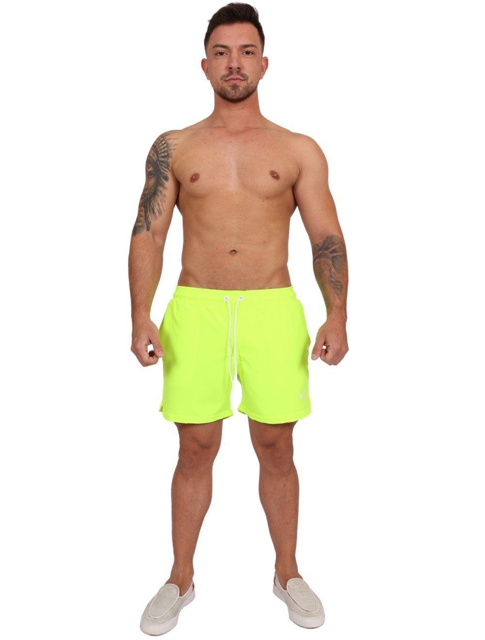 Shorts Praia Masculino Verde Neon Boulders Bermuda e Short de Praia