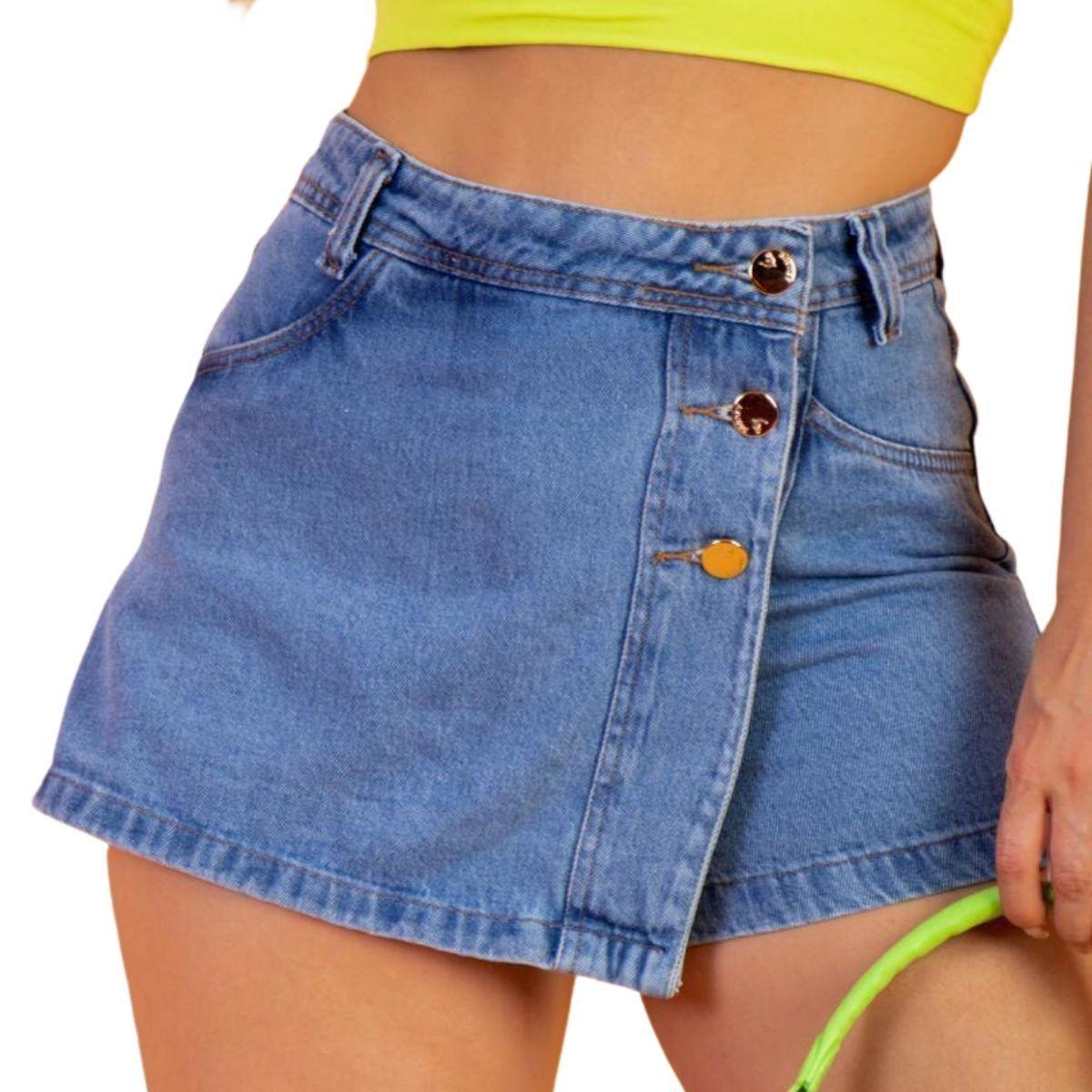 Saia Jeans Cintura Saia De Cintura Alta Com Cropped Dia Saia