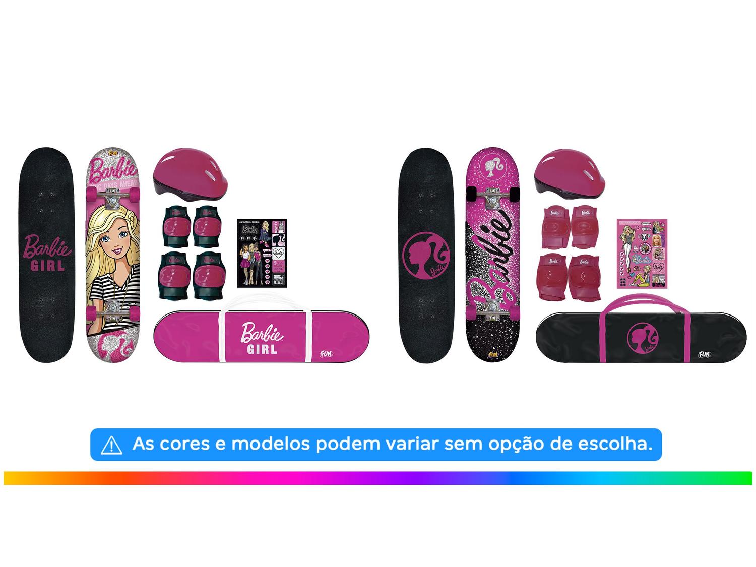 Skate Barbie Fun com Kit de Proteção