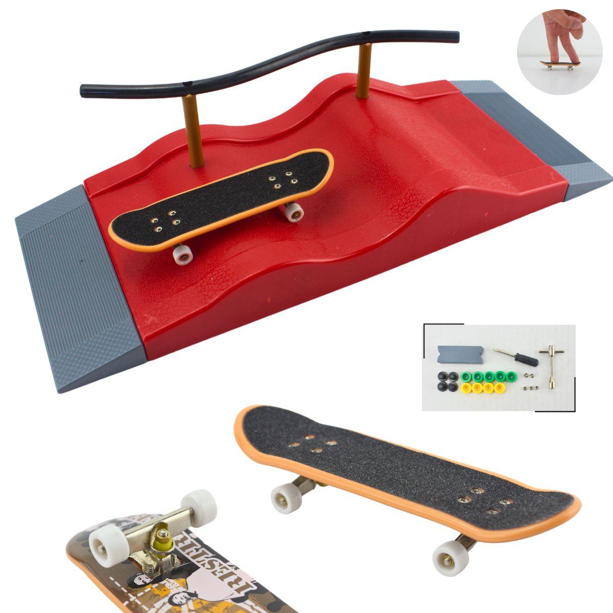 Kit 5 Skate De Dedo Mini Prancha Shape Com Lixa Truck Metal