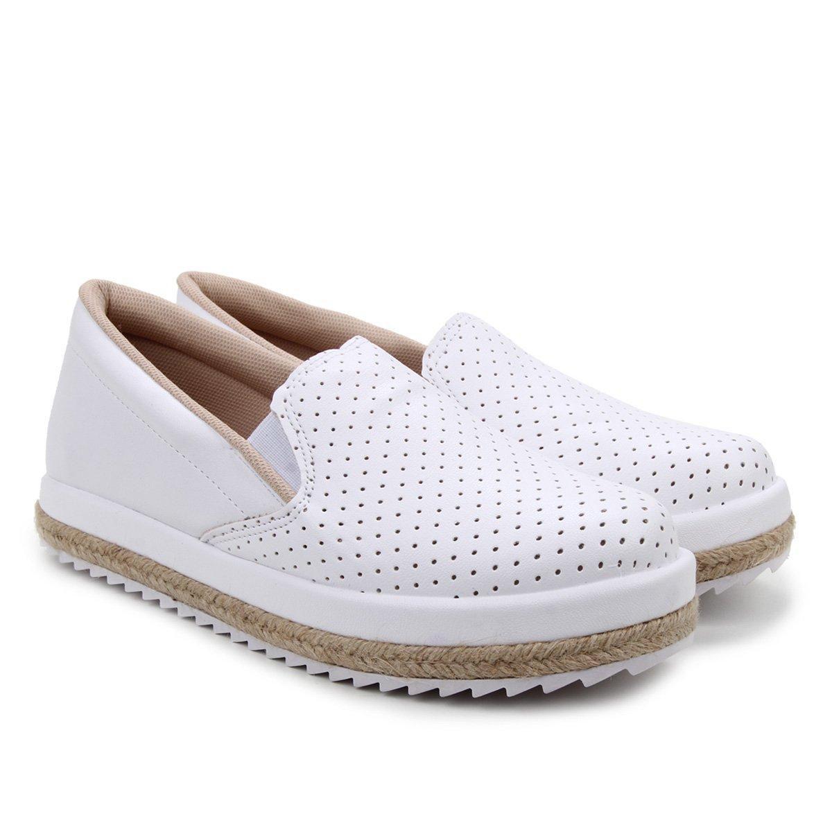 slip on beira rio caixa alta corda feminino