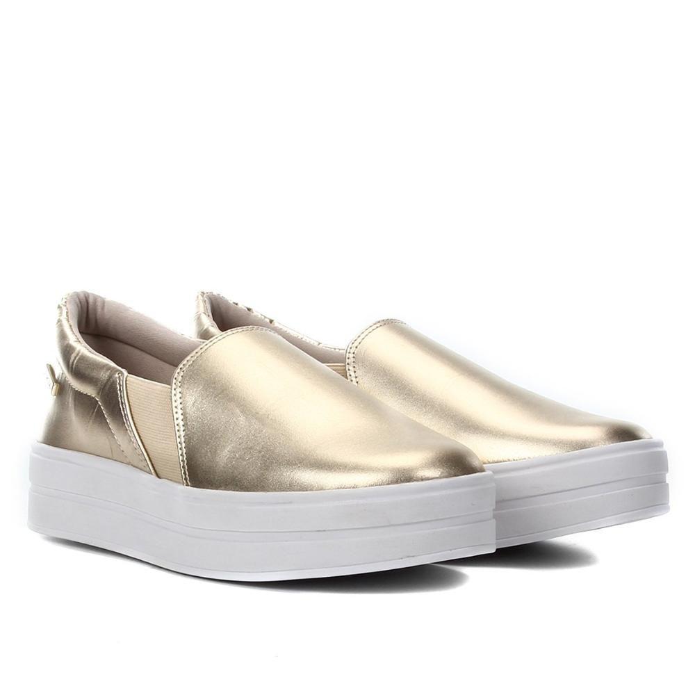 Slip On Couro Dumond Flatform Metalizado Feminino - Slip On Feminino -  Magazine Luiza