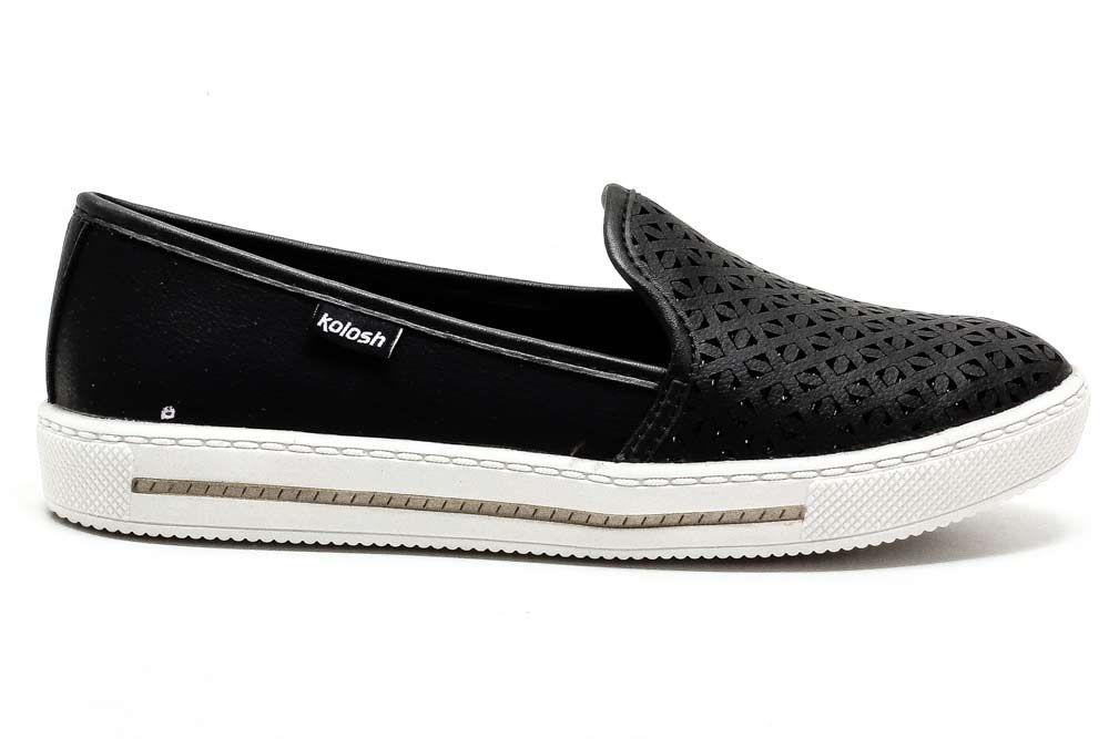 tênis slip on kolosh laser cut feminino