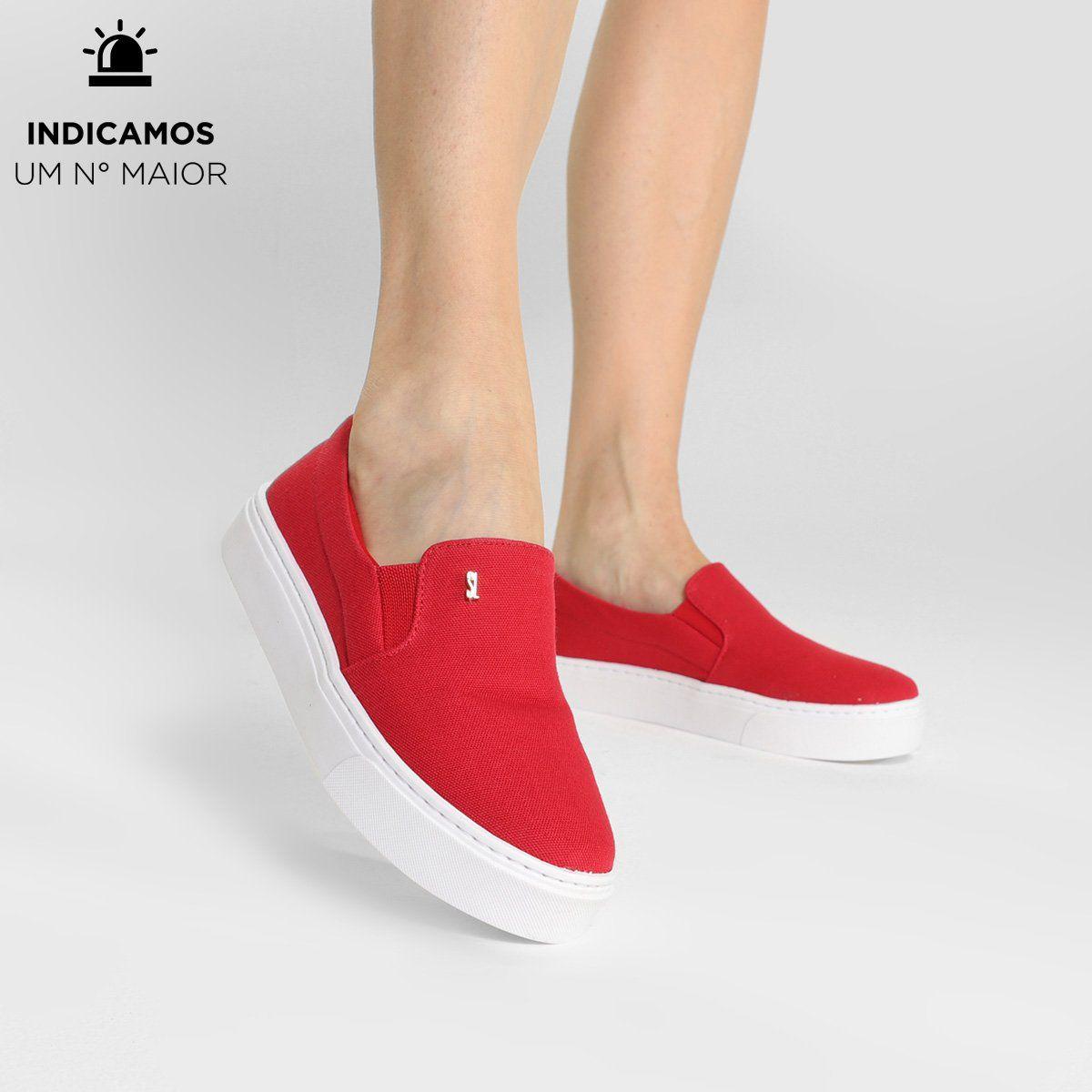 Lolla Feminino Slip Santa Lolla Vermelho Slip On Santa Lolla Lona