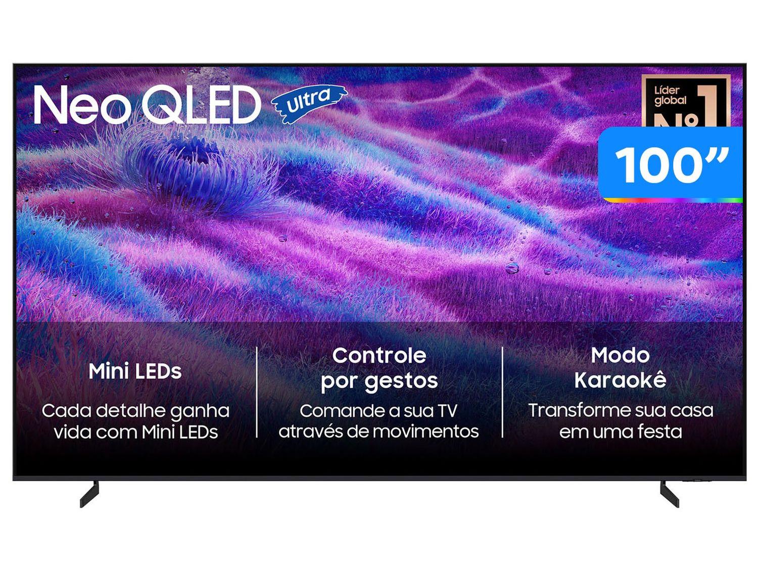 Smart TV 100" Samsung Ultra 4K Neo QLED Ultra QN80F QN100QN80FGXZD 120Hz Tizen NQ4 AI Gen2 Bixby Alexa 4 HDMI
