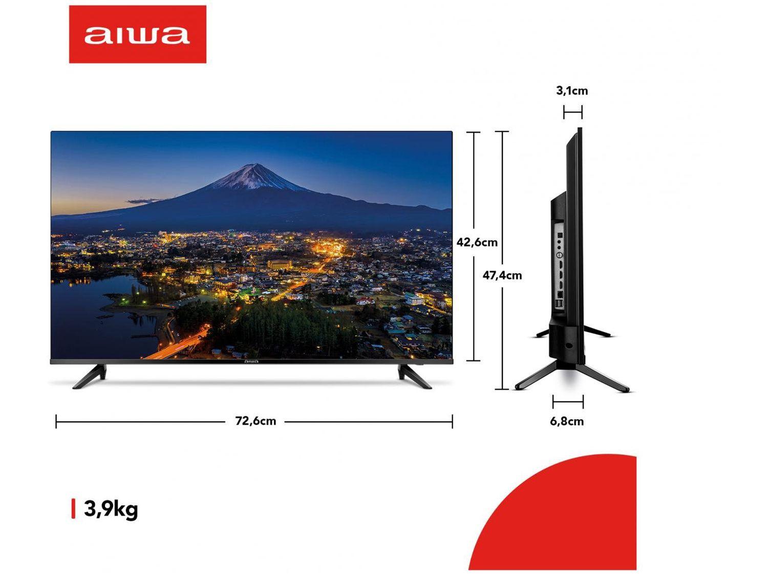 Smart TV 32” HD D-LED AIWA IPS Wi-Fi Bluetooth